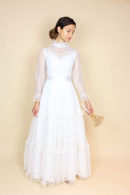 Hochzeitskleid Langarm Weiß